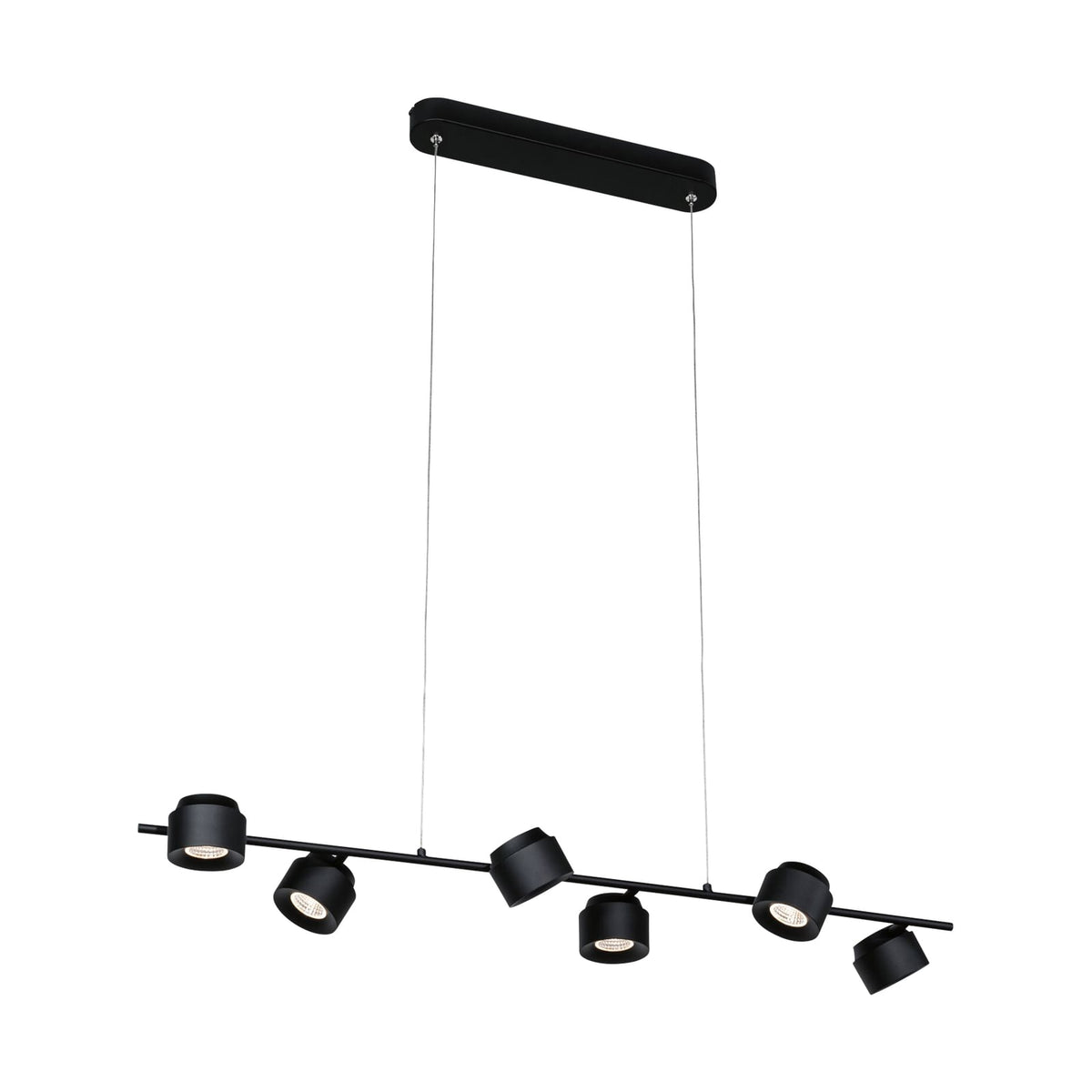 Nærbilde av LED pendellampe Puric Pane 6-lys svart 100 cm Zigbee lyskilde