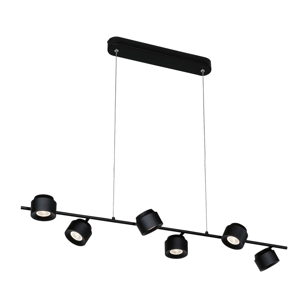Montert LED pendellampe Puric Pane 6-lys svart 100 cm Zigbee over spisebord