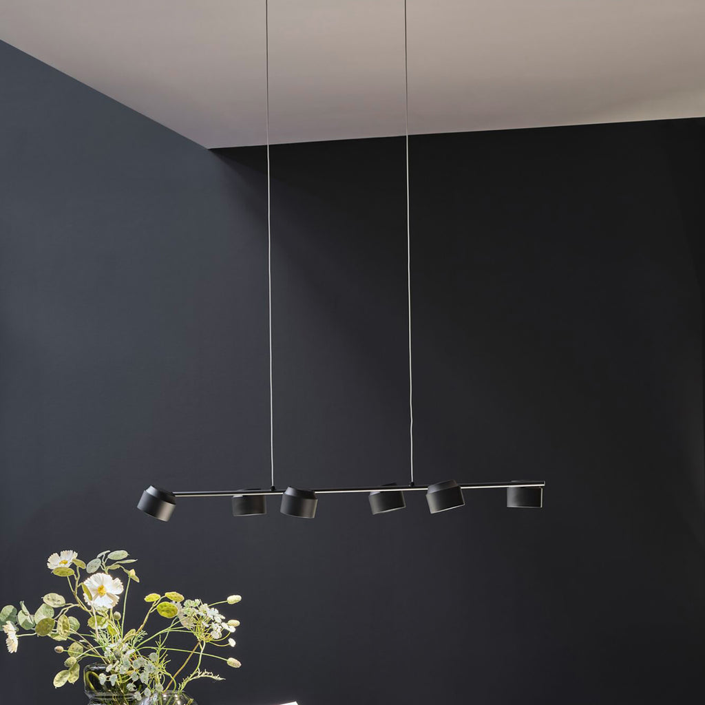 LED pendellampe Puric Pane 6-lys svart 100 cm Zigbee med smart styring