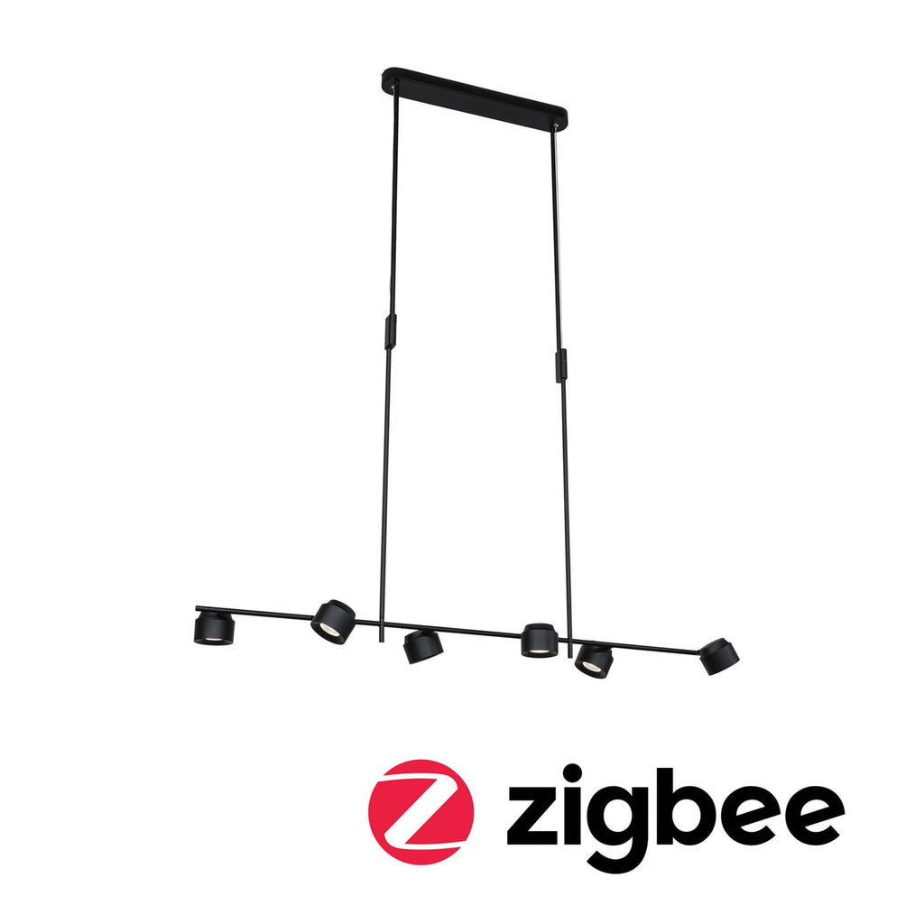 LED pendellampe Puric Pane 6-lys svart dimbar Zigbee bakside