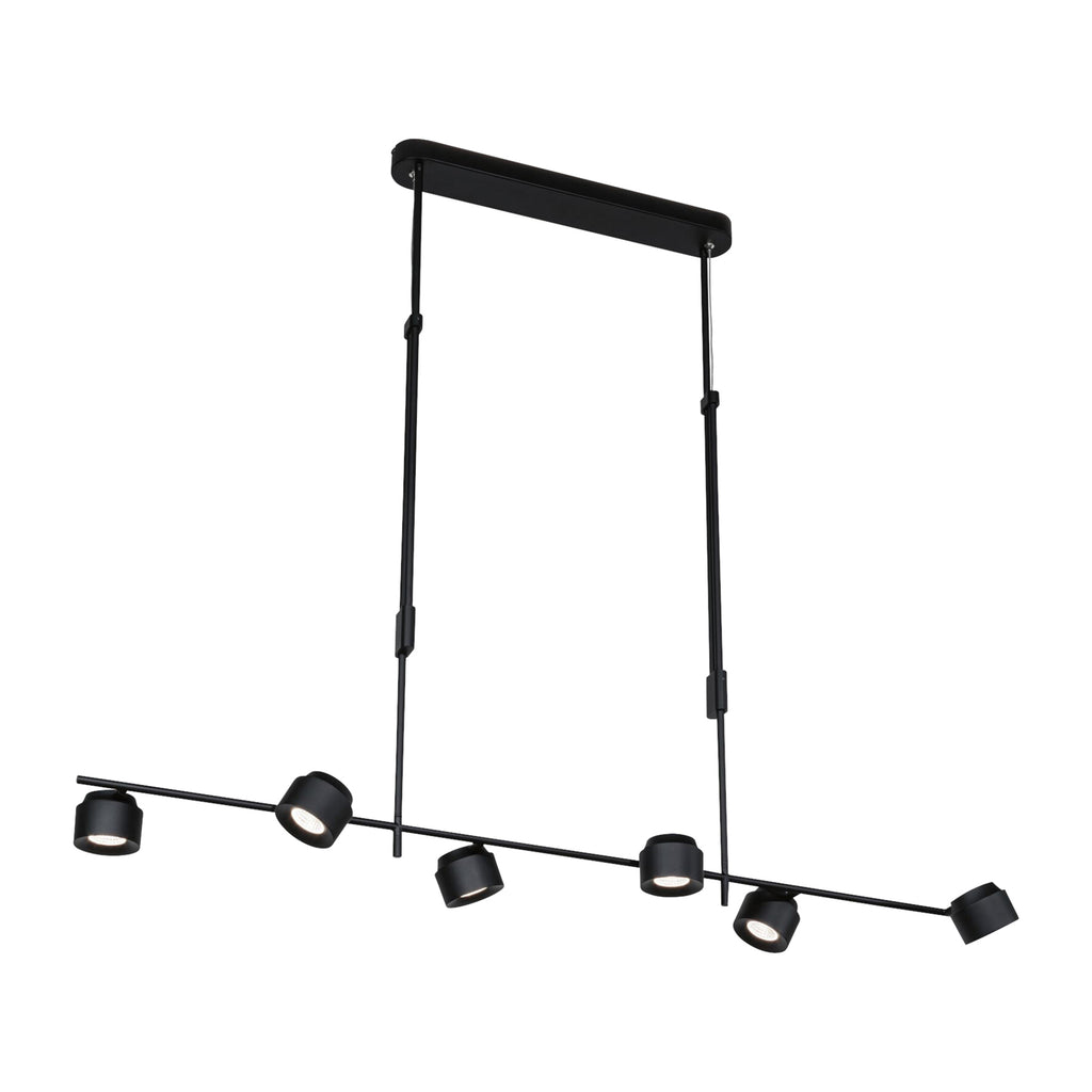 LED pendellampe Puric Pane 6-lys svart dimbar Zigbee montert i rom
