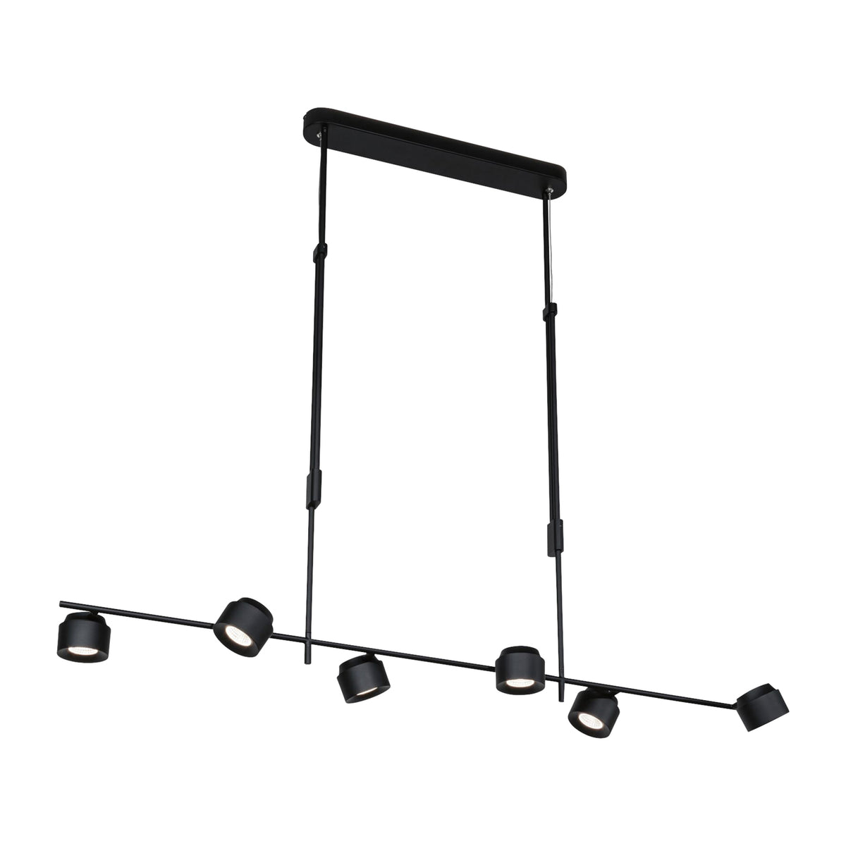 LED pendellampe Puric Pane 6-lys svart dimbar Zigbee montert i rom