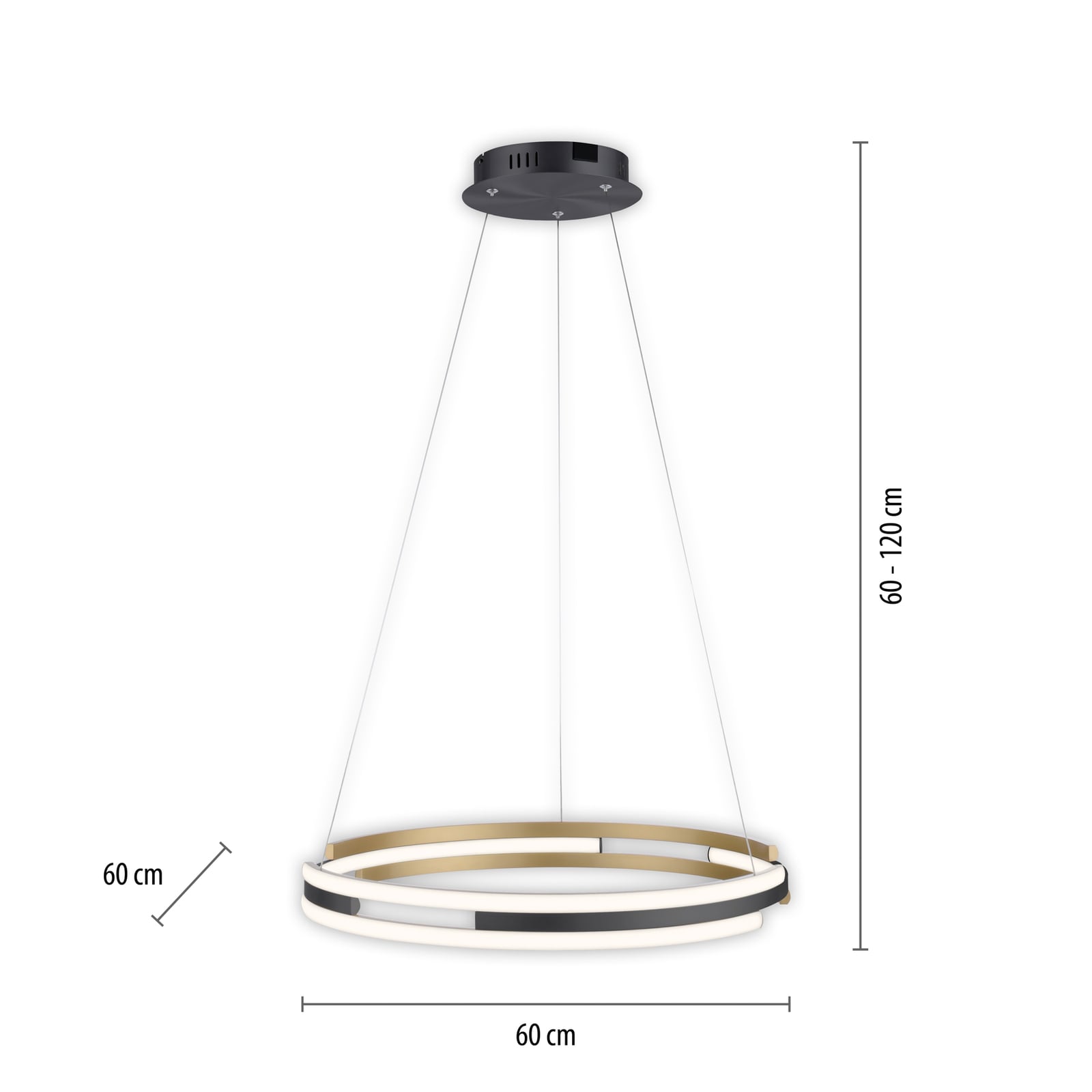 Detalj av LED pendellampe Q-Beluga ringformet Ø60 cm CCT dimbar