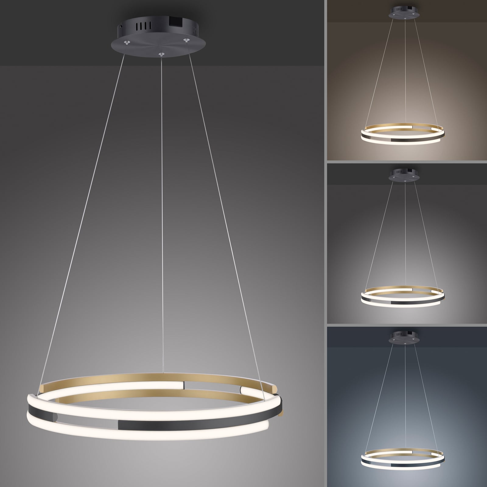 Nærbilde av LED pendellampe Q-Beluga ringformet Ø60 cm CCT dimbar