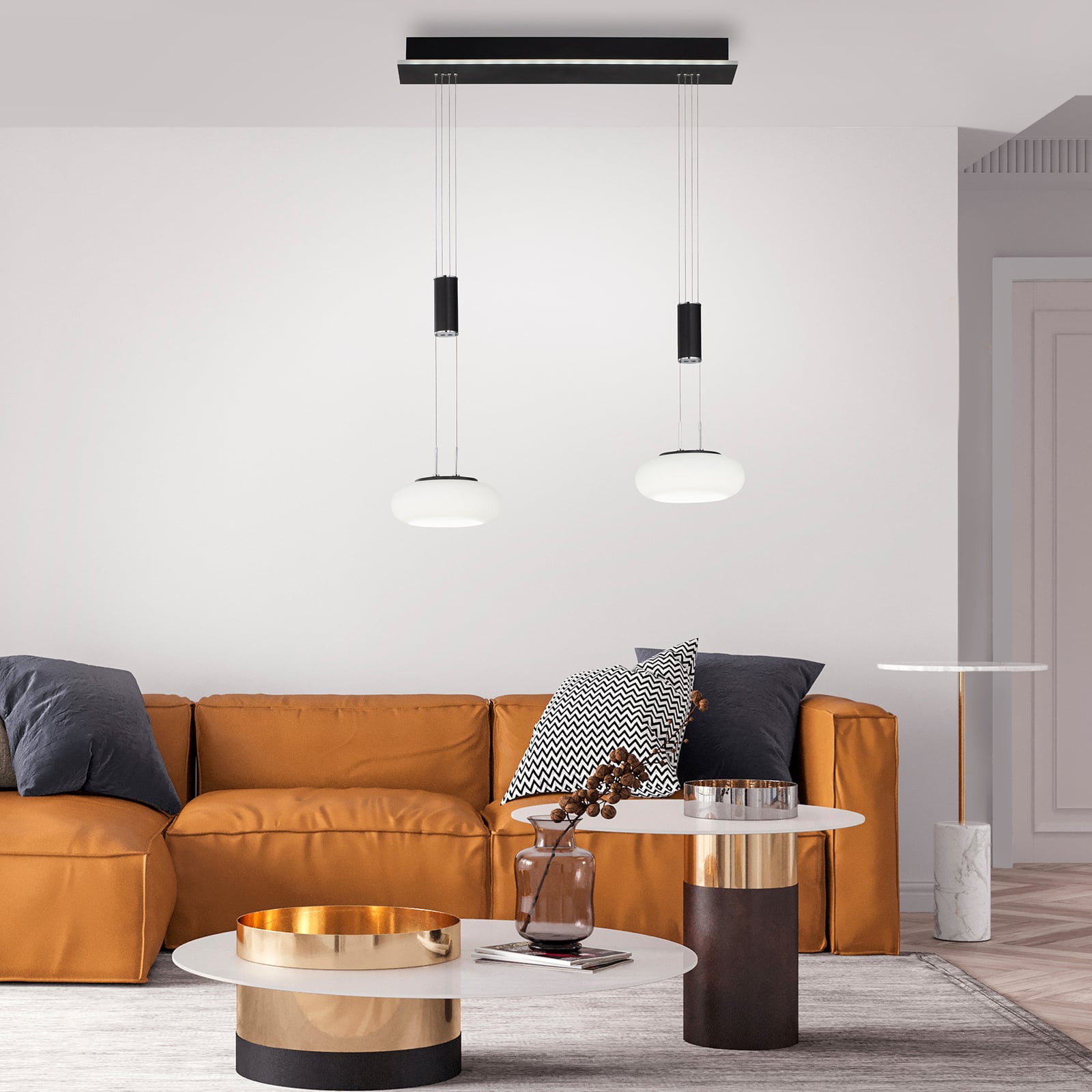 LED pendellampe Q-ETIENNE 2-lys glass dimbar CCT Zigbee bakside