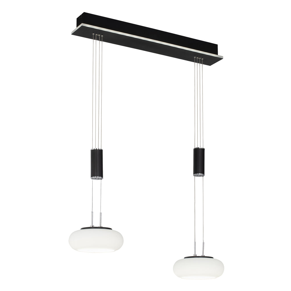 LED pendellampe Q-ETIENNE 2-lys glass dimbar CCT Zigbee detalj av glasslamper