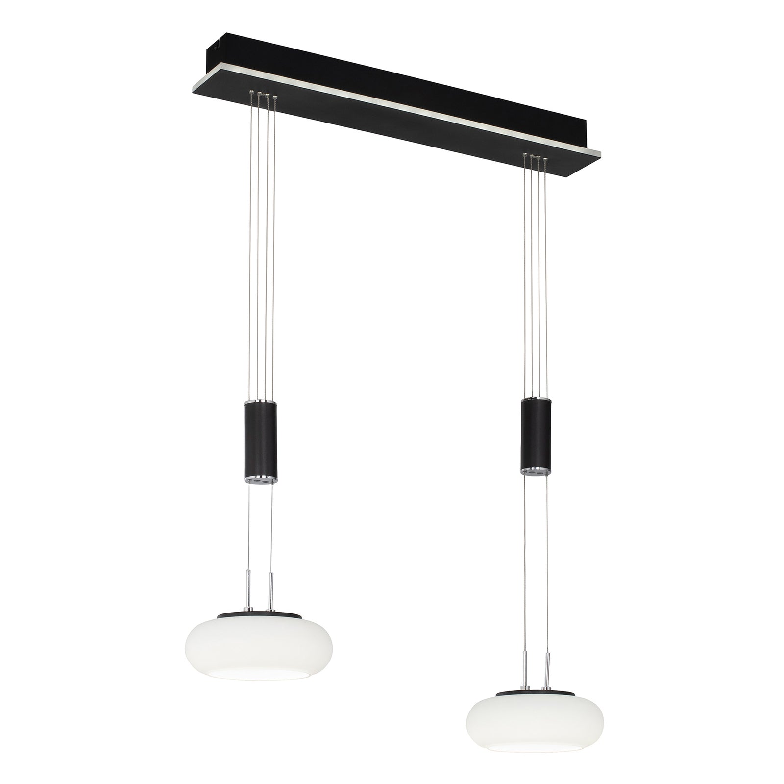 LED pendellampe Q-ETIENNE 2-lys glass dimbar CCT Zigbee detalj av glasslamper