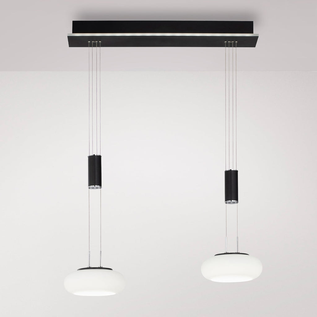 LED pendellampe Q-ETIENNE 2-lys glass dimbar CCT Zigbee forfra