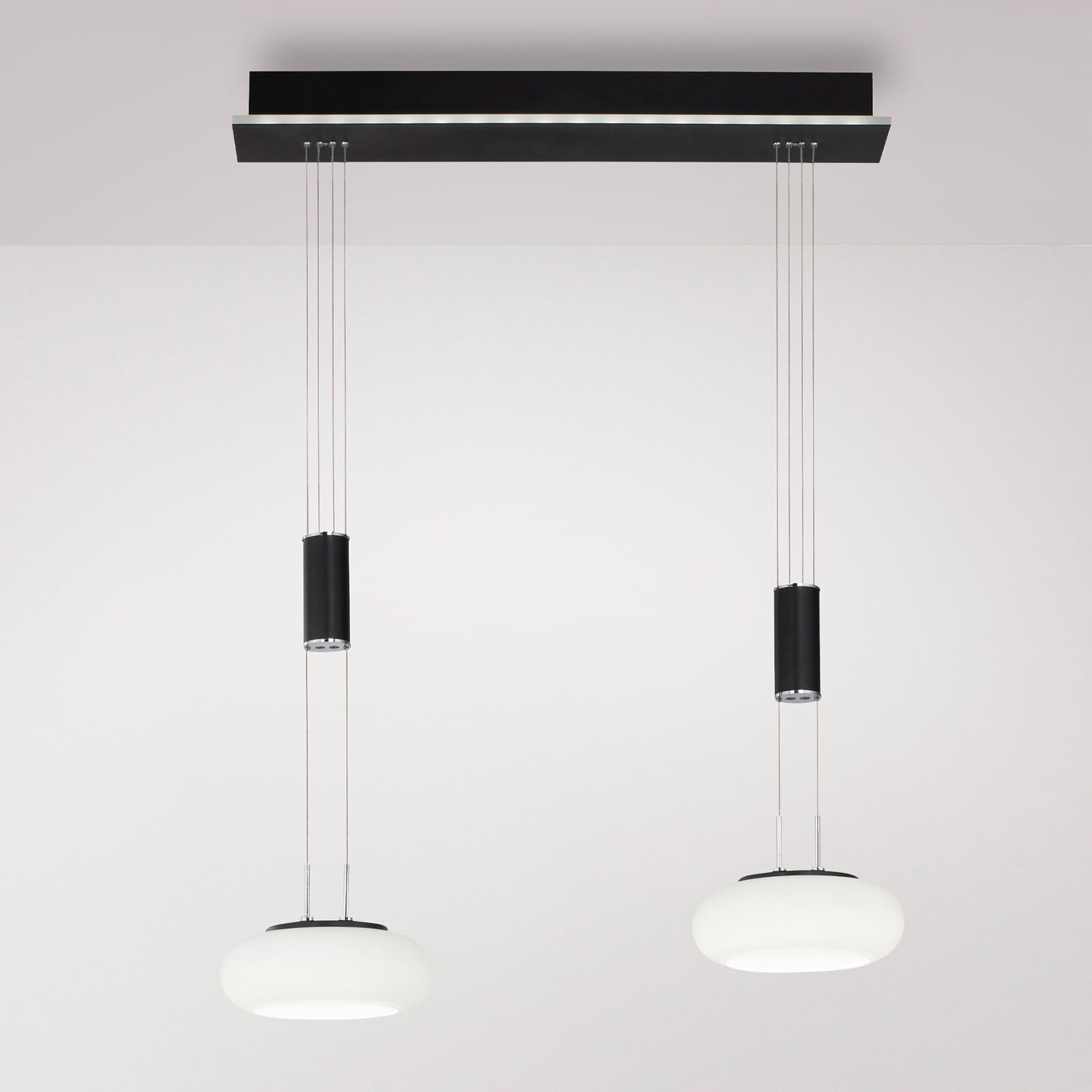 LED pendellampe Q-ETIENNE 2-lys glass dimbar CCT Zigbee forfra