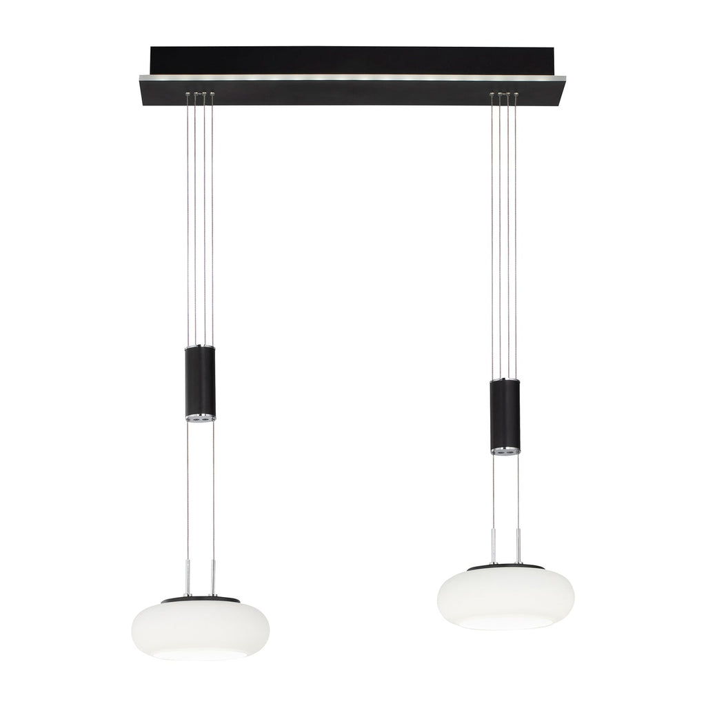LED pendellampe Q-ETIENNE 2-lys glass dimbar CCT Zigbee nærbilde av fjernkontroll