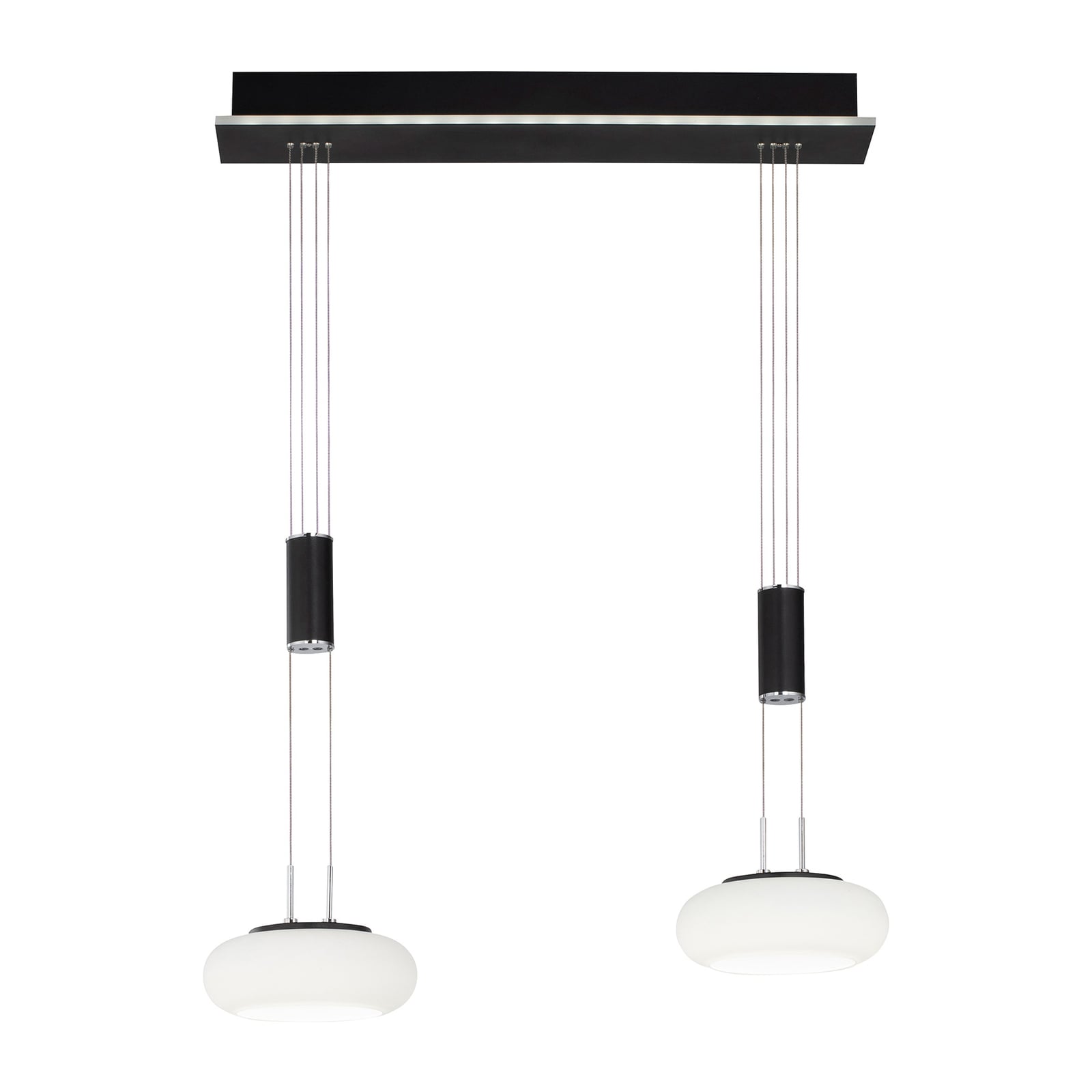 LED pendellampe Q-ETIENNE 2-lys glass dimbar CCT Zigbee nærbilde av fjernkontroll