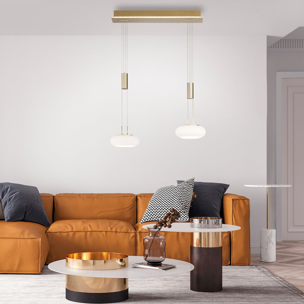 LED pendellampe Q-ETIENNE 2-lys messing glass CCT Zigbee bakside