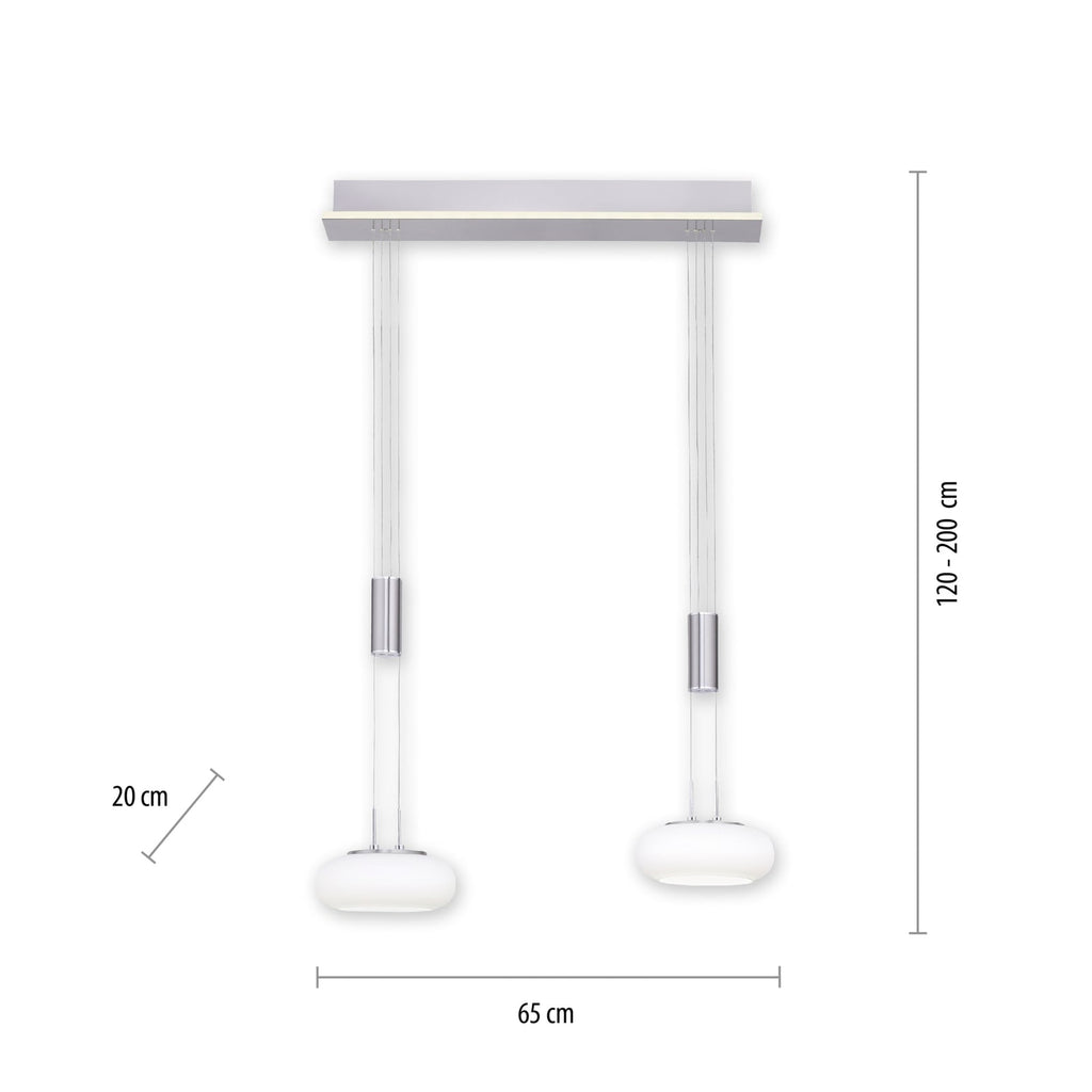 LED pendellampe Q-ETIENNE 2-lys opalglass dimbar CCT Zigbee bakside