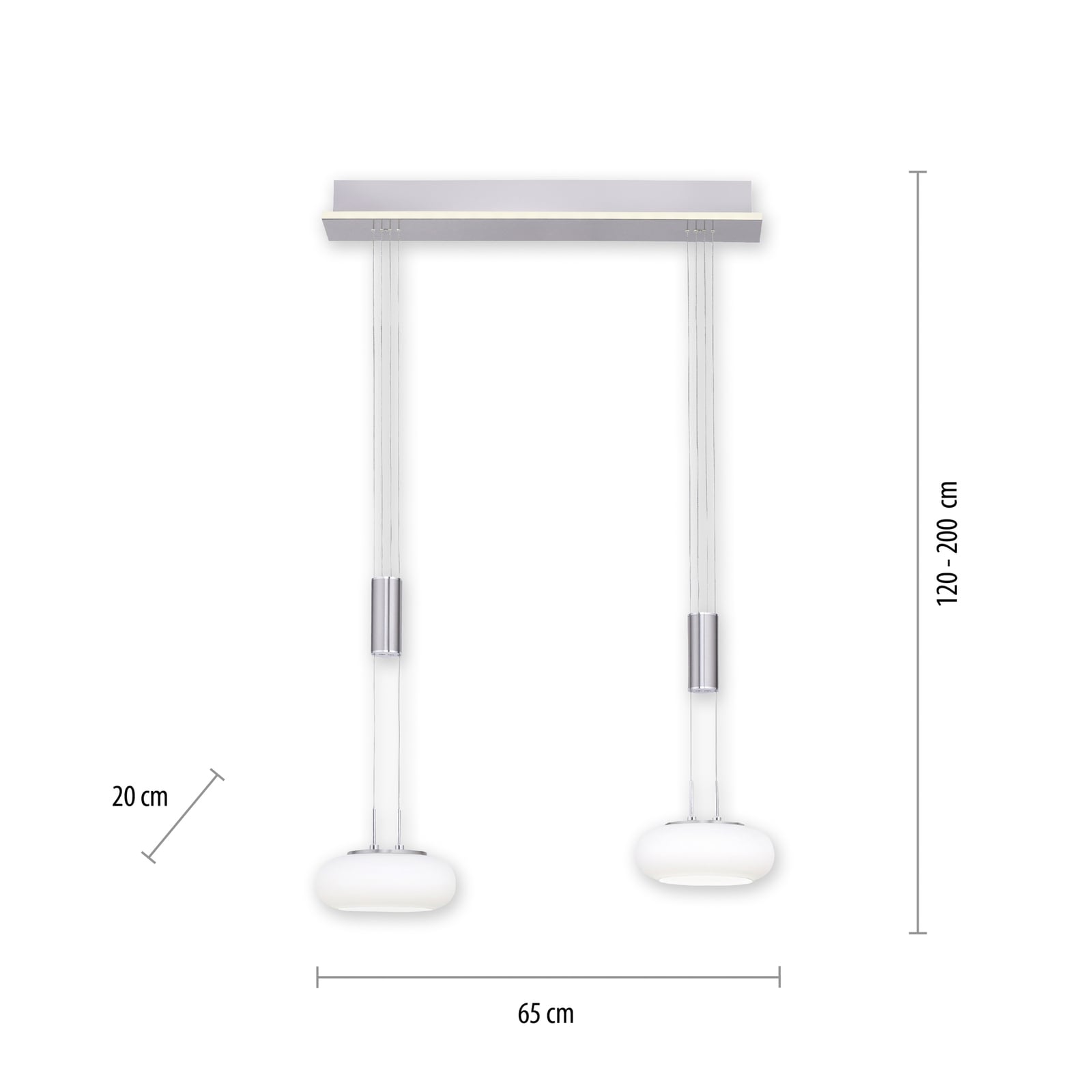 LED pendellampe Q-ETIENNE 2-lys opalglass dimbar CCT Zigbee bakside