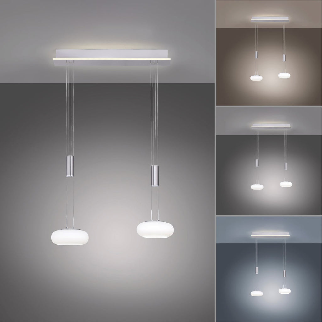 Detalj av LED pendellampe Q-ETIENNE 2-lys opalglass dimbar CCT Zigbee