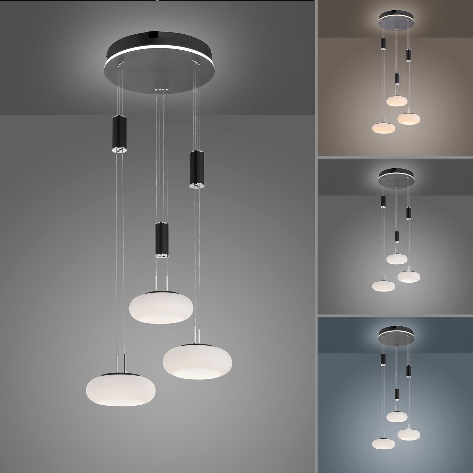 Fjernkontroll for LED pendellampe Q-ETIENNE 3-lys svart dimbar CCT Zigbee