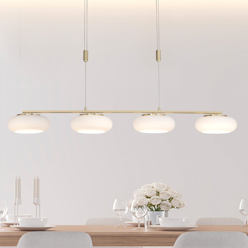 LED pendellampe Q-ETIENNE 4-lys messing CCT dimbar forfra