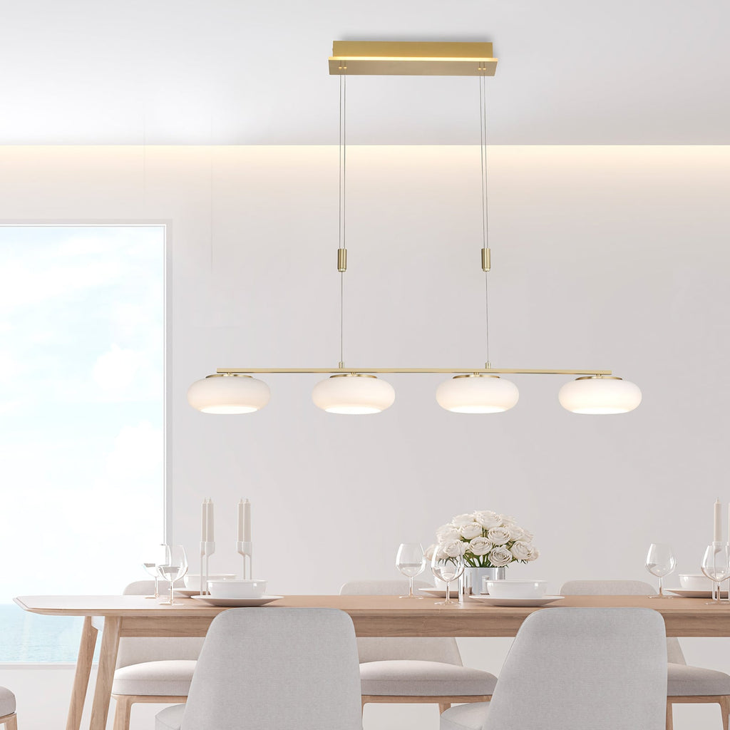 LED pendellampe Q-ETIENNE 4-lys messing CCT dimbar bakside