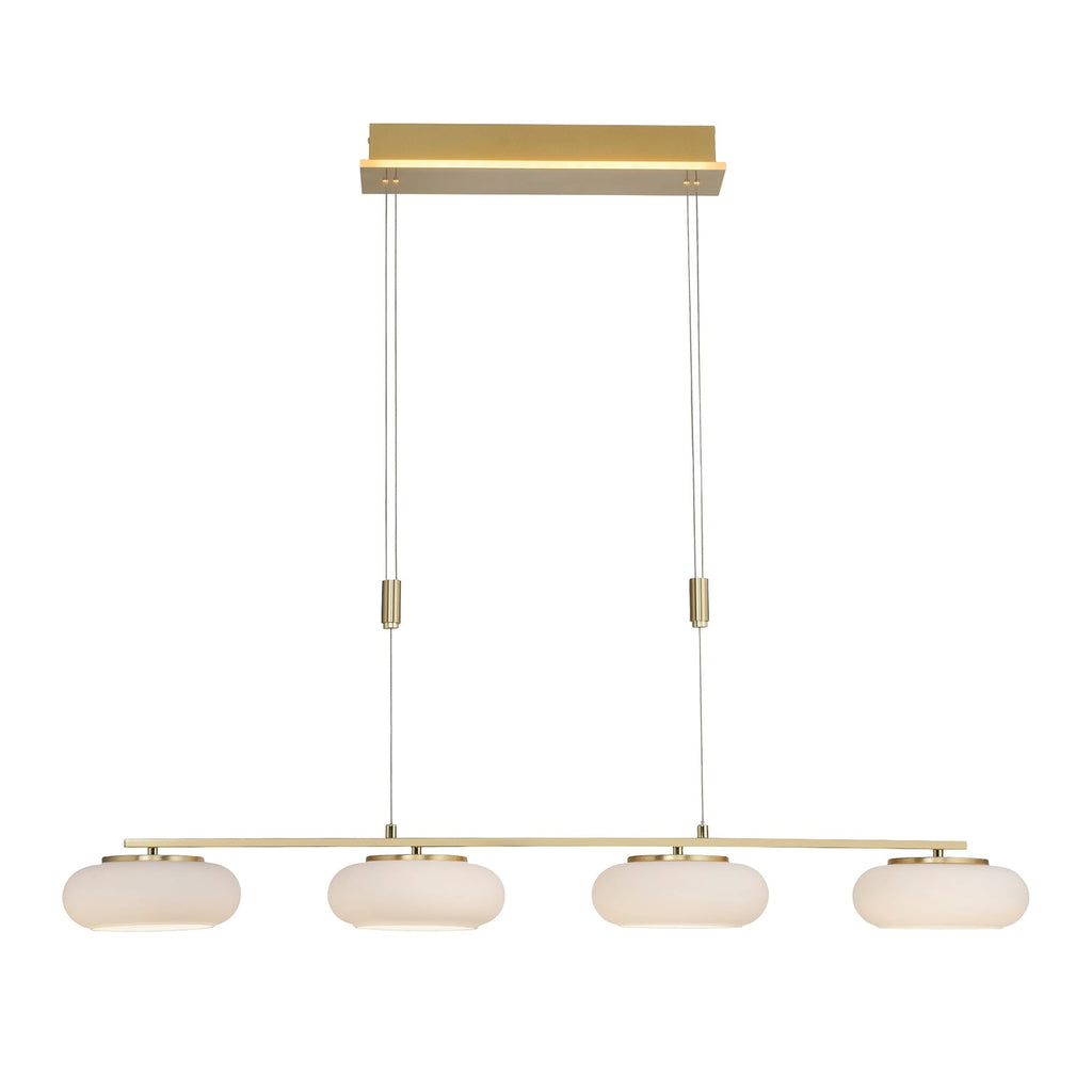 LED pendellampe Q-ETIENNE 4-lys messing CCT dimbar montert i rom