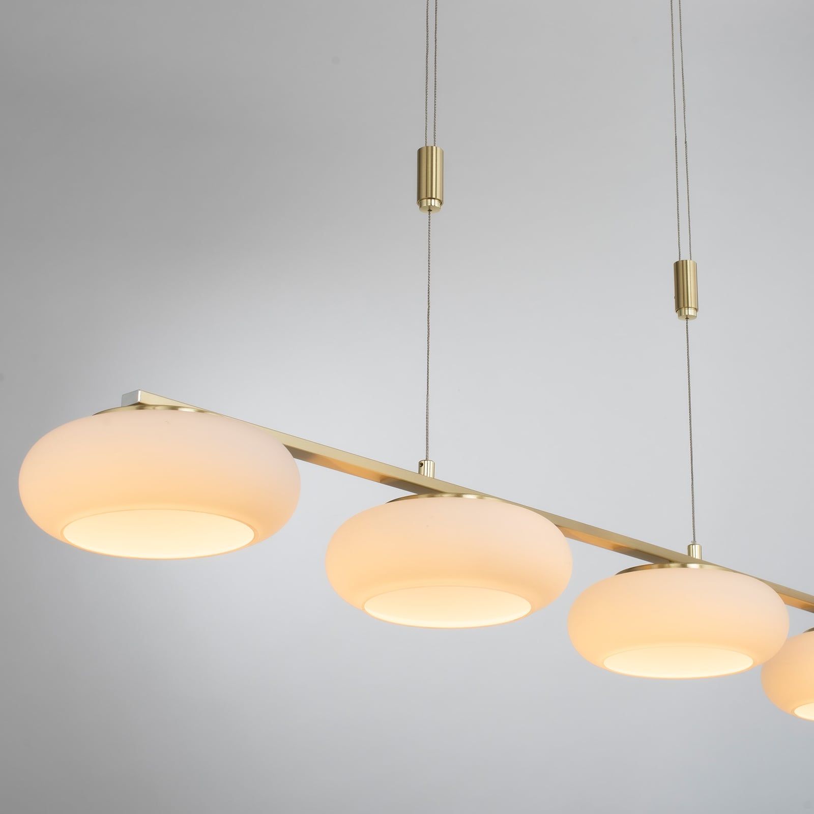 LED pendellampe Q-ETIENNE 4-lys messing CCT dimbar ZigBee smart styring