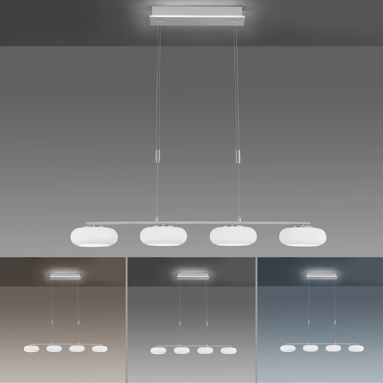 Detalj av LED pendellampe Q-ETIENNE 4-lys opalglass