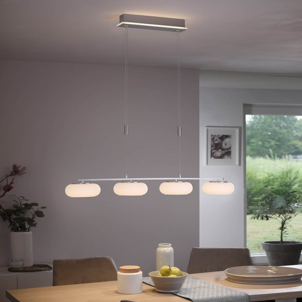 LED pendellampe Q-ETIENNE 4-lys opalglass foran