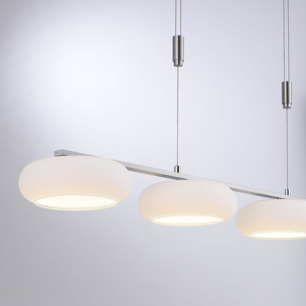 LED pendellampe Q-ETIENNE 4-lys opalglass med justerbar høyde