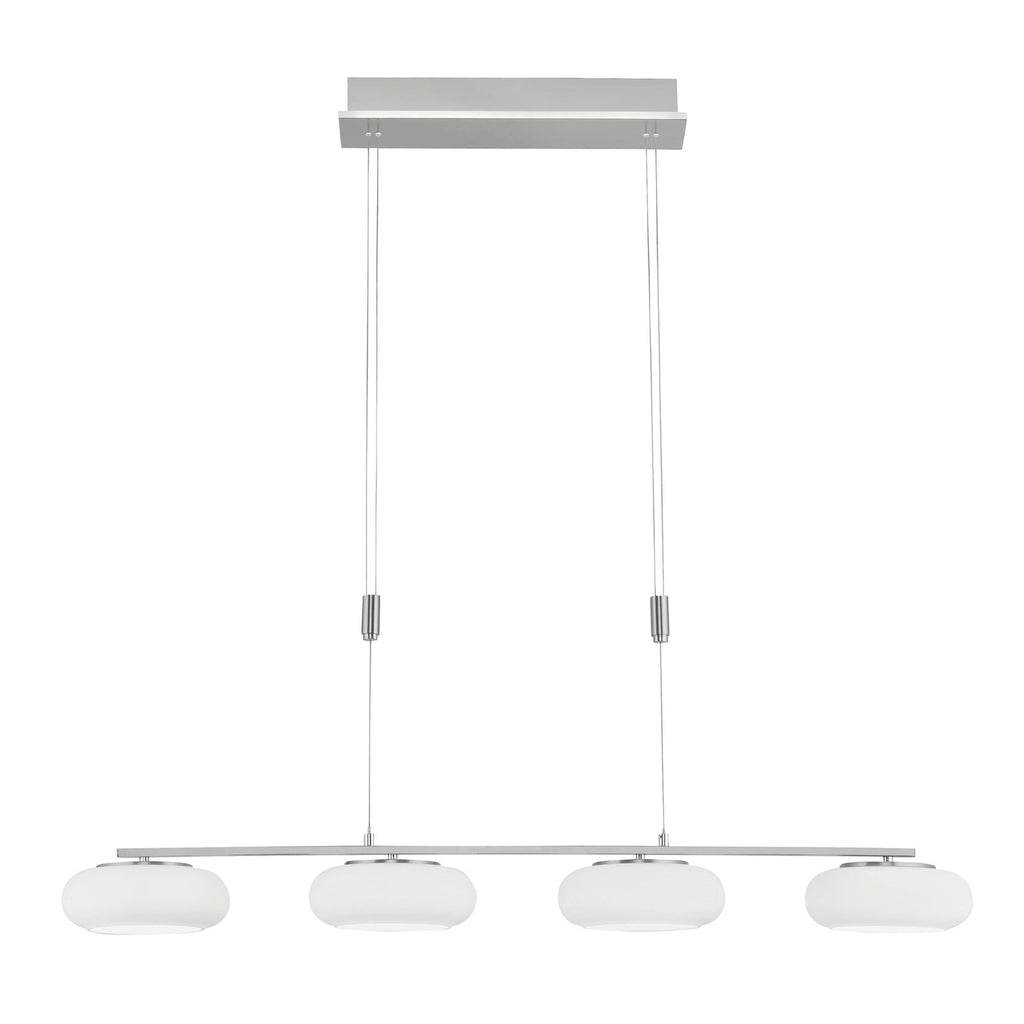 Montert LED pendellampe Q-ETIENNE 4-lys opalglass over spisebord