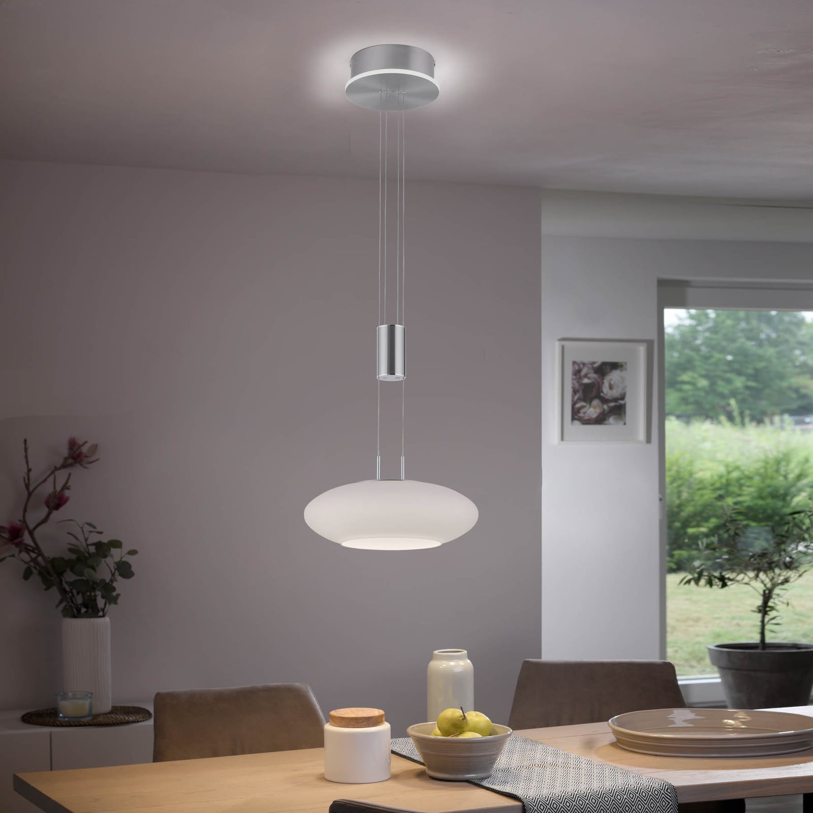 LED pendellampe Q-ETIENNE opalglass dimbar CCT Ø35 cm Zigbee forfra