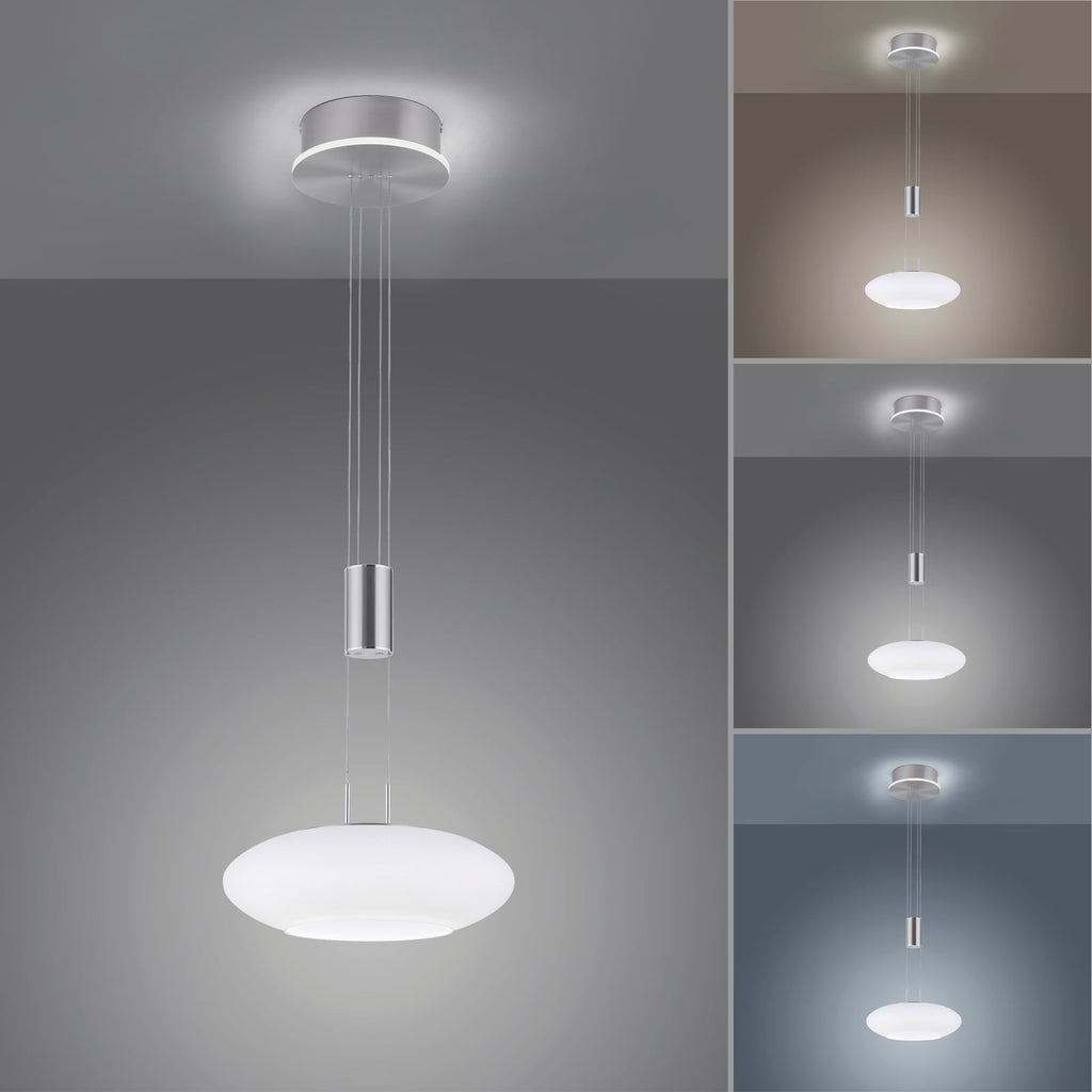 Nærbilde av LED pendellampe Q-ETIENNE opalglass dimbar CCT Ø35 cm Zigbee