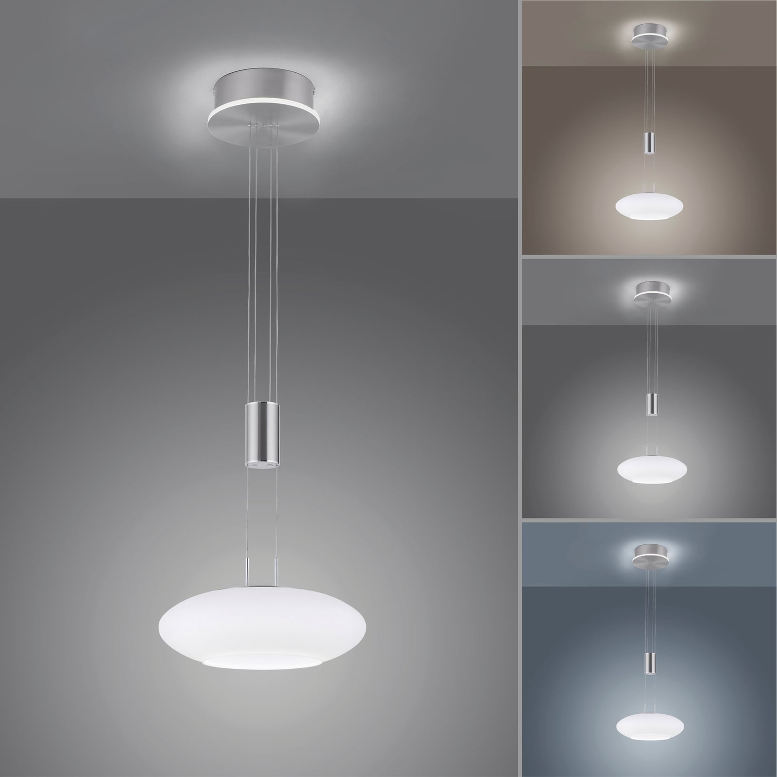 Nærbilde av LED pendellampe Q-ETIENNE opalglass dimbar CCT Ø35 cm Zigbee