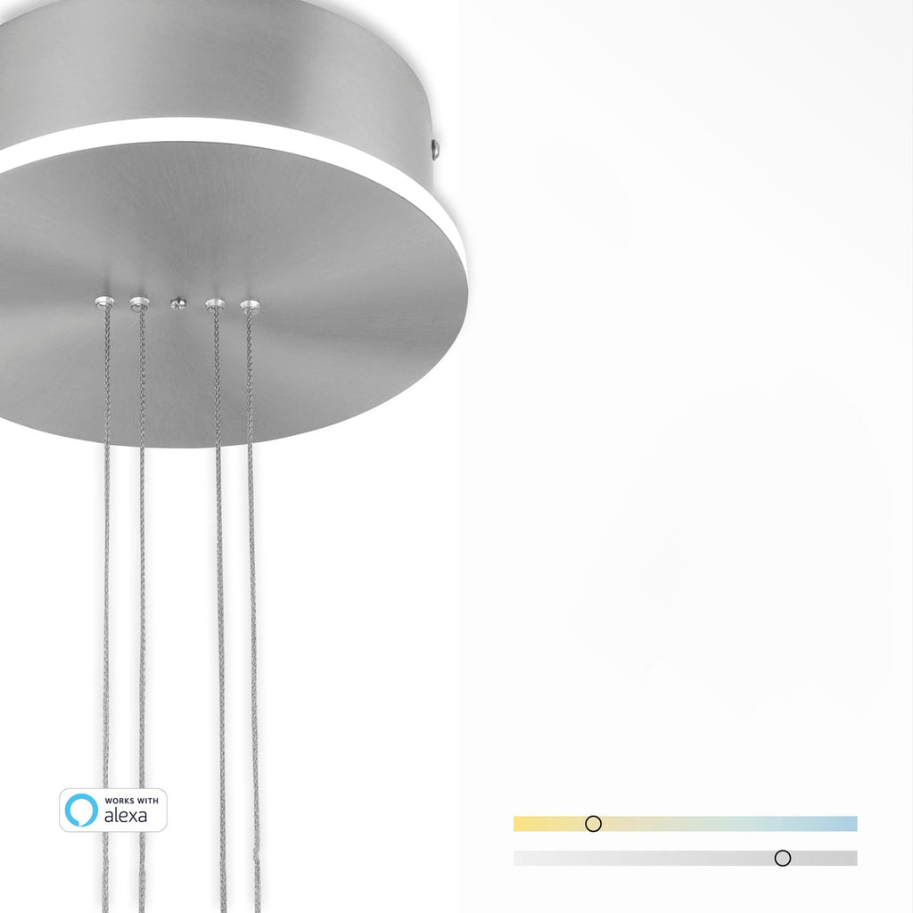 LED pendellampe Q-ETIENNE opalglass dimbar CCT Ø35 cm Zigbee justerbar høyde