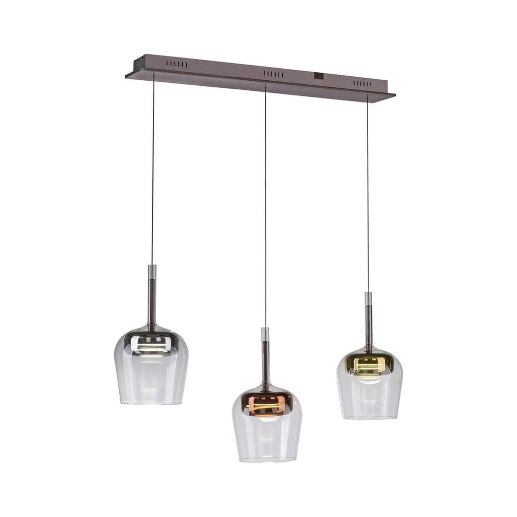 LED pendellampe Q-Kon 3-lys glass dimbar Zigbee 93 cm montert i rom