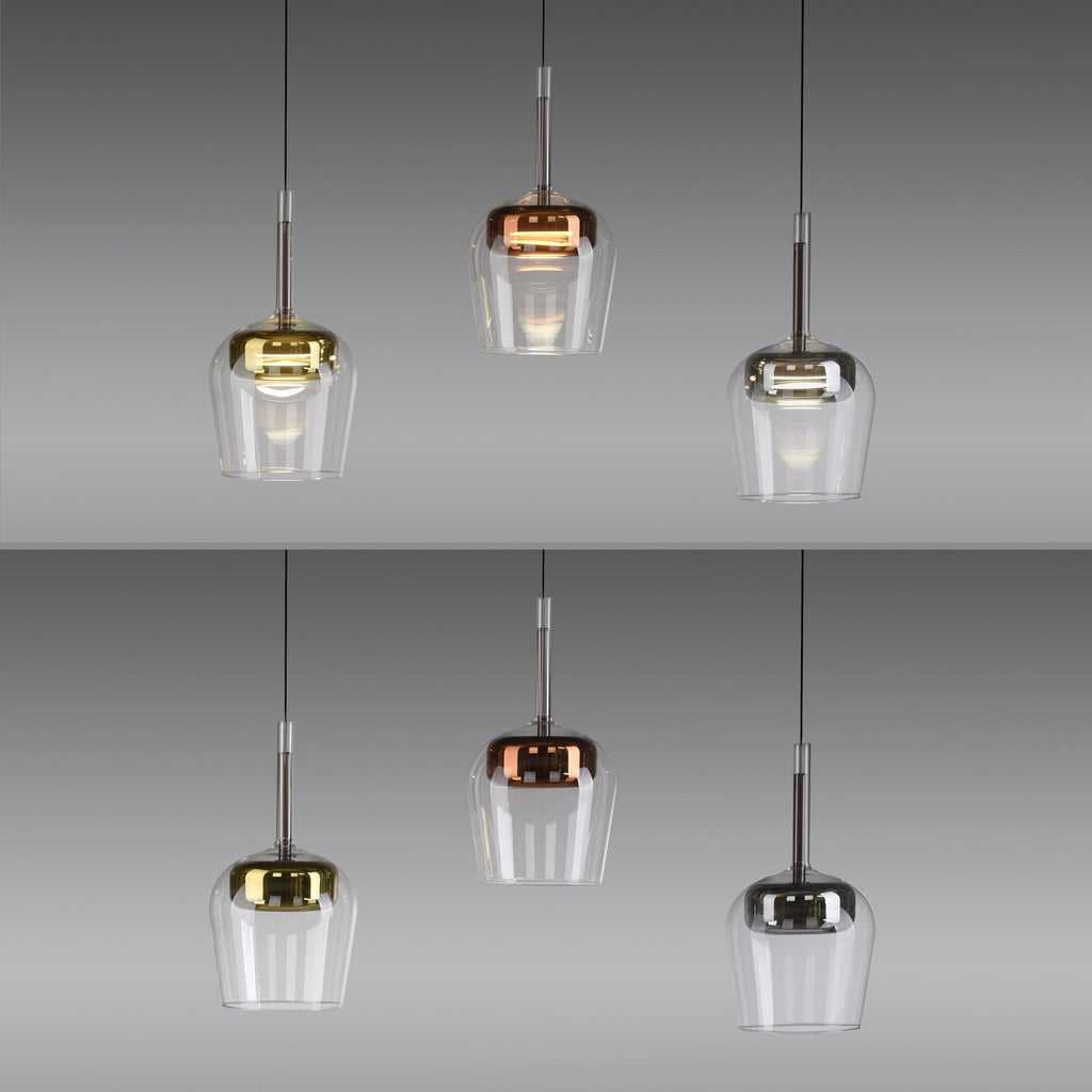 LED pendellampe Q-Kon 3-lys glass dimbar Zigbee 93 cm sideprofil