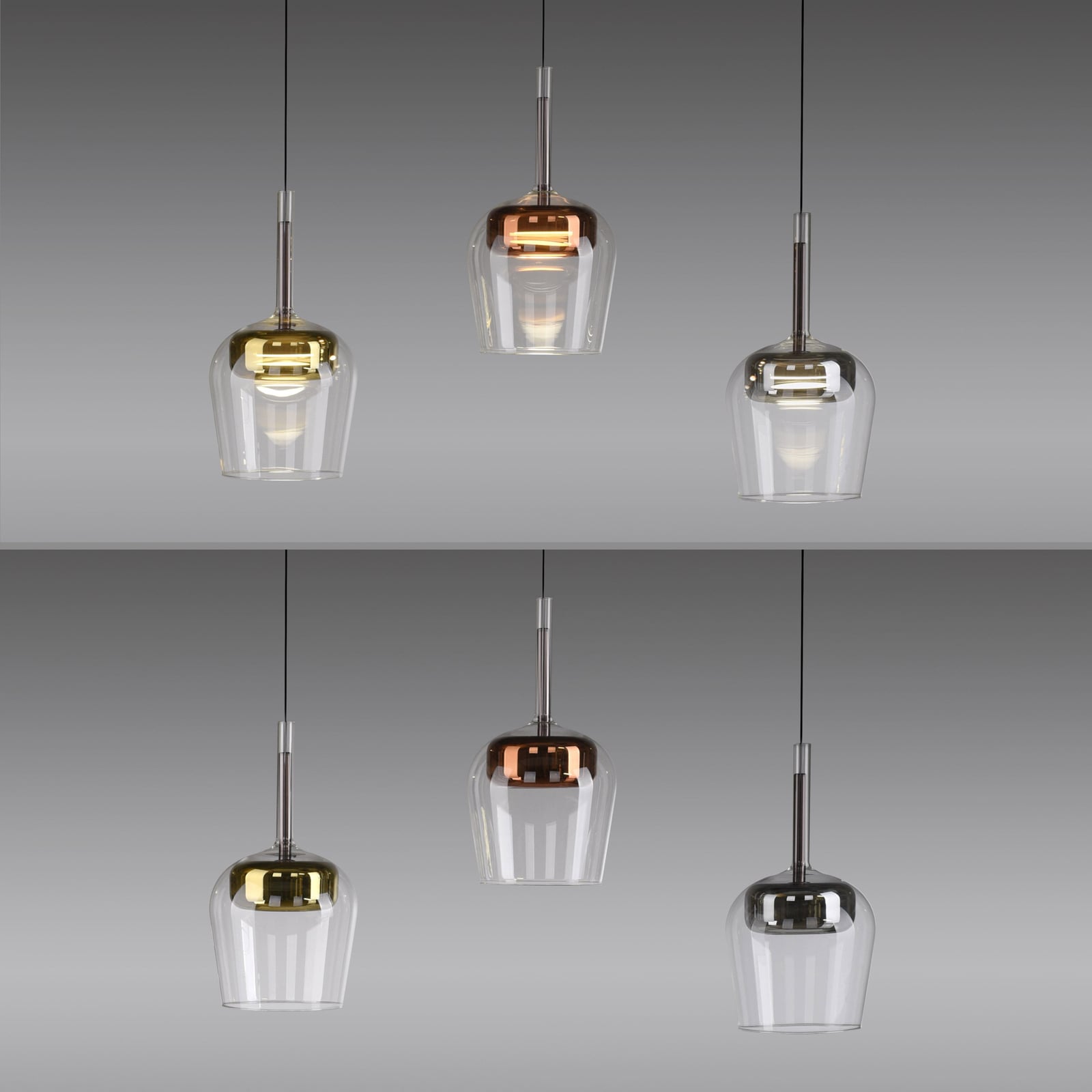 LED pendellampe Q-Kon 3-lys glass dimbar Zigbee 93 cm sideprofil
