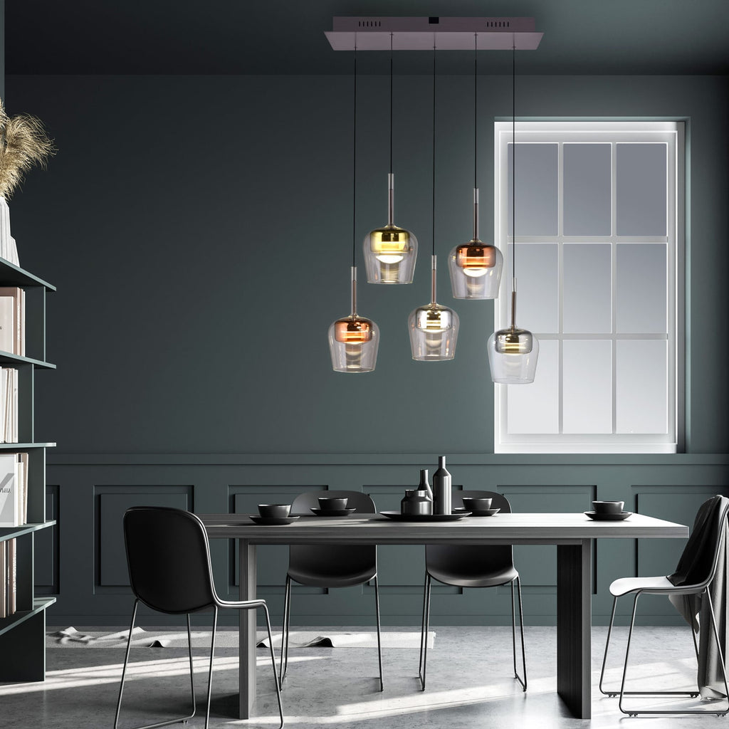 Bakside av LED pendellampe Q-Kon 5-lys glass RGB CCT Zigbee