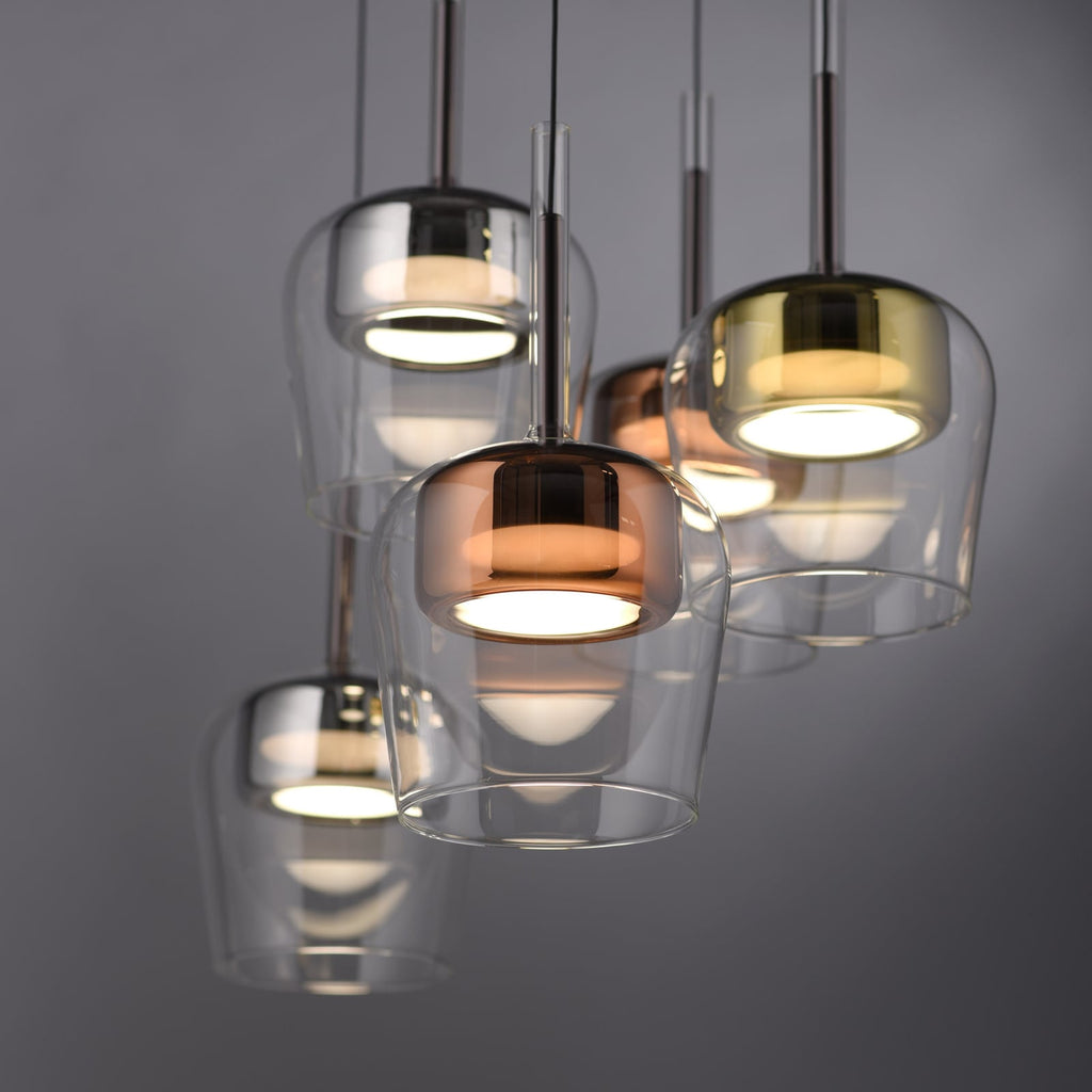 LED pendellampe Q-Kon 5-lys glass RGB CCT Zigbee med fjernkontroll