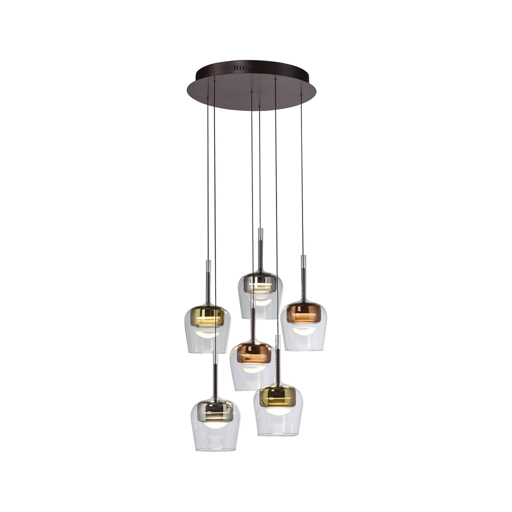 Detalj av LED pendellampe Q-Kon 6-lys glass/aluminium