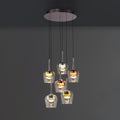 LED pendellampe Q-Kon 6-lys glass og aluminium forfra