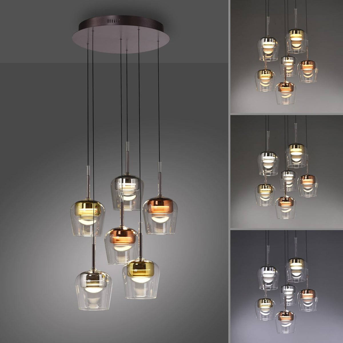 LED pendellampe Q-Kon 6-lys justerbar høyde