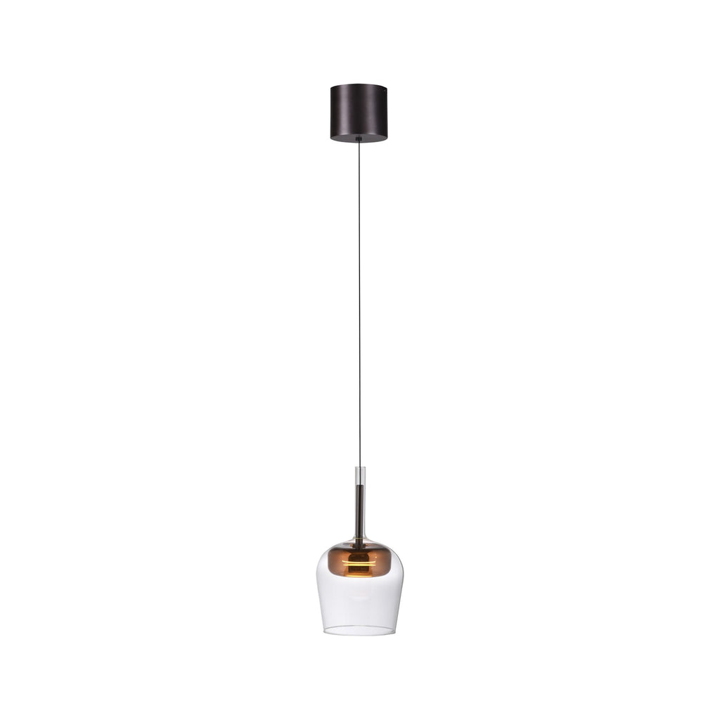 LED pendellampe Q-Kon glass dimbar Ø21 cm kobberfarget montert i rom
