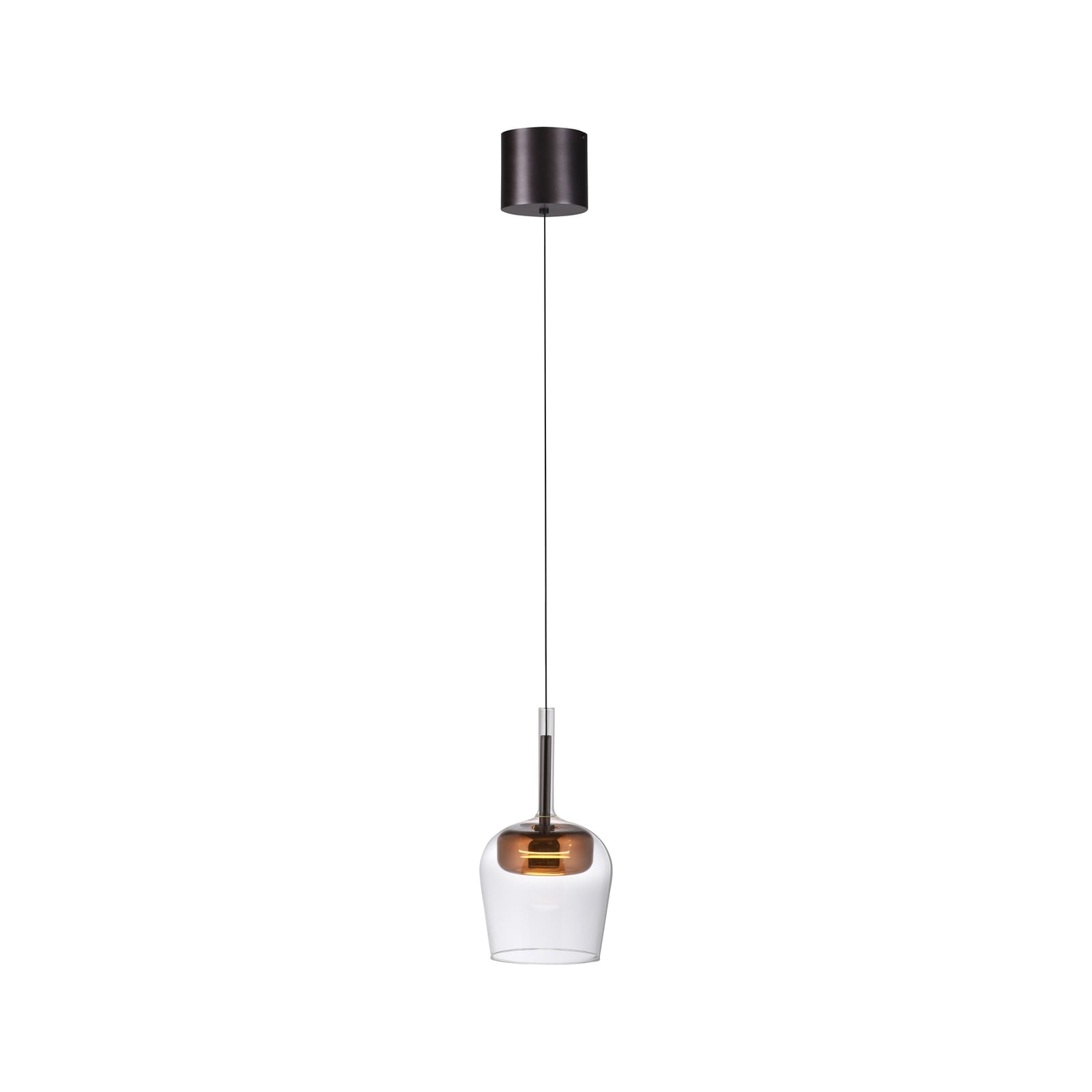 LED pendellampe Q-Kon glass dimbar Ø21 cm kobberfarget montert i rom