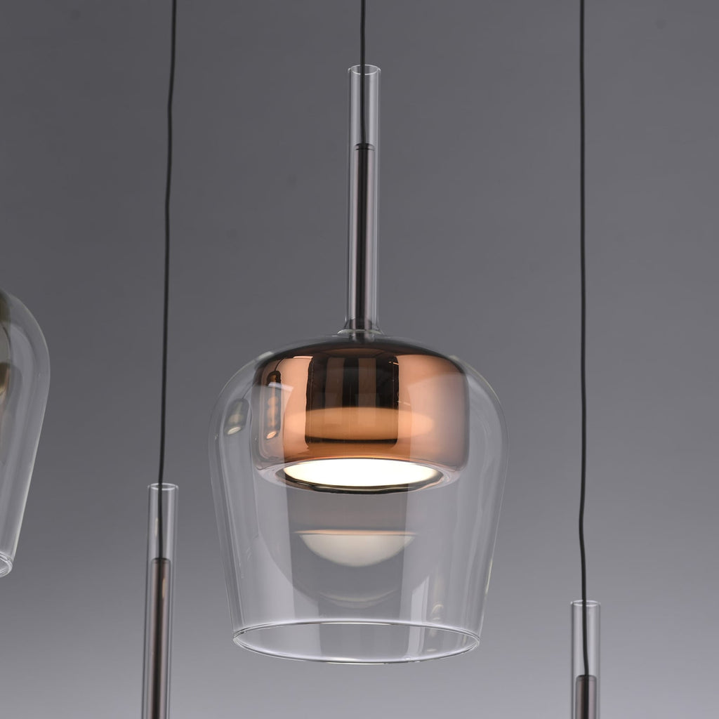 LED pendellampe Q-Kon glass dimbar Ø21 cm kobberfarget fjernkontroll
