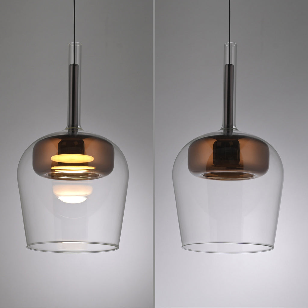 LED pendellampe Q-Kon glass dimbar Ø21 cm kobberfarget ZigBee smart styring