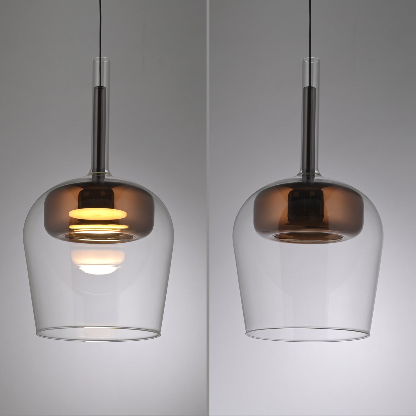 LED pendellampe Q-Kon glass dimbar Ø21 cm kobberfarget ZigBee smart styring