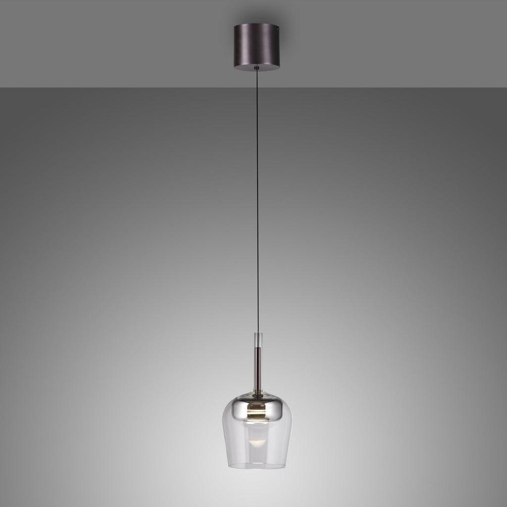 Montert LED pendellampe Q-Kon glass sølv dimbar Zigbee i rom