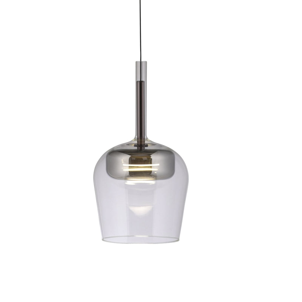 Nærbilde av LED pendellampe Q-Kon glass sølv dimbar Zigbee