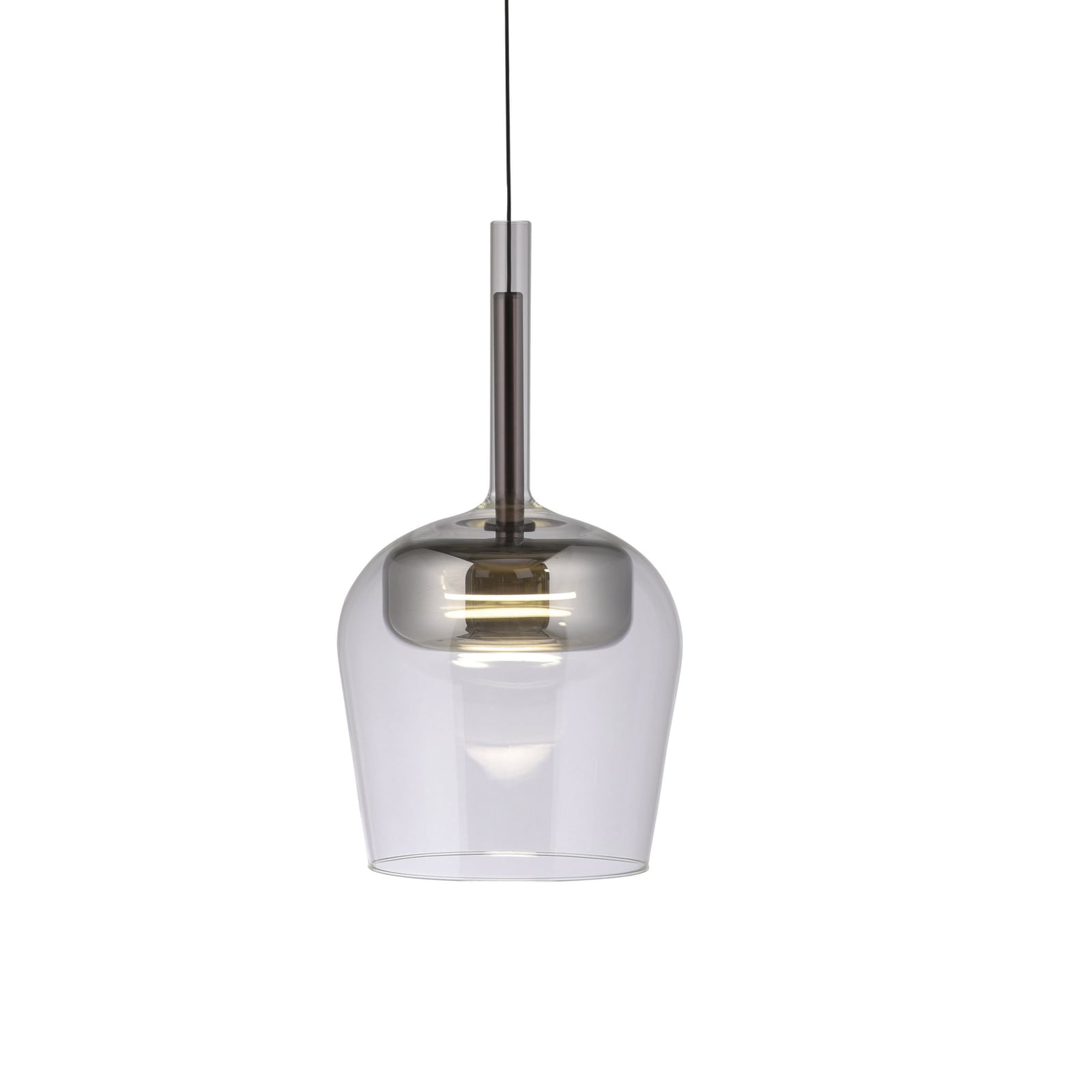 Nærbilde av LED pendellampe Q-Kon glass sølv dimbar Zigbee