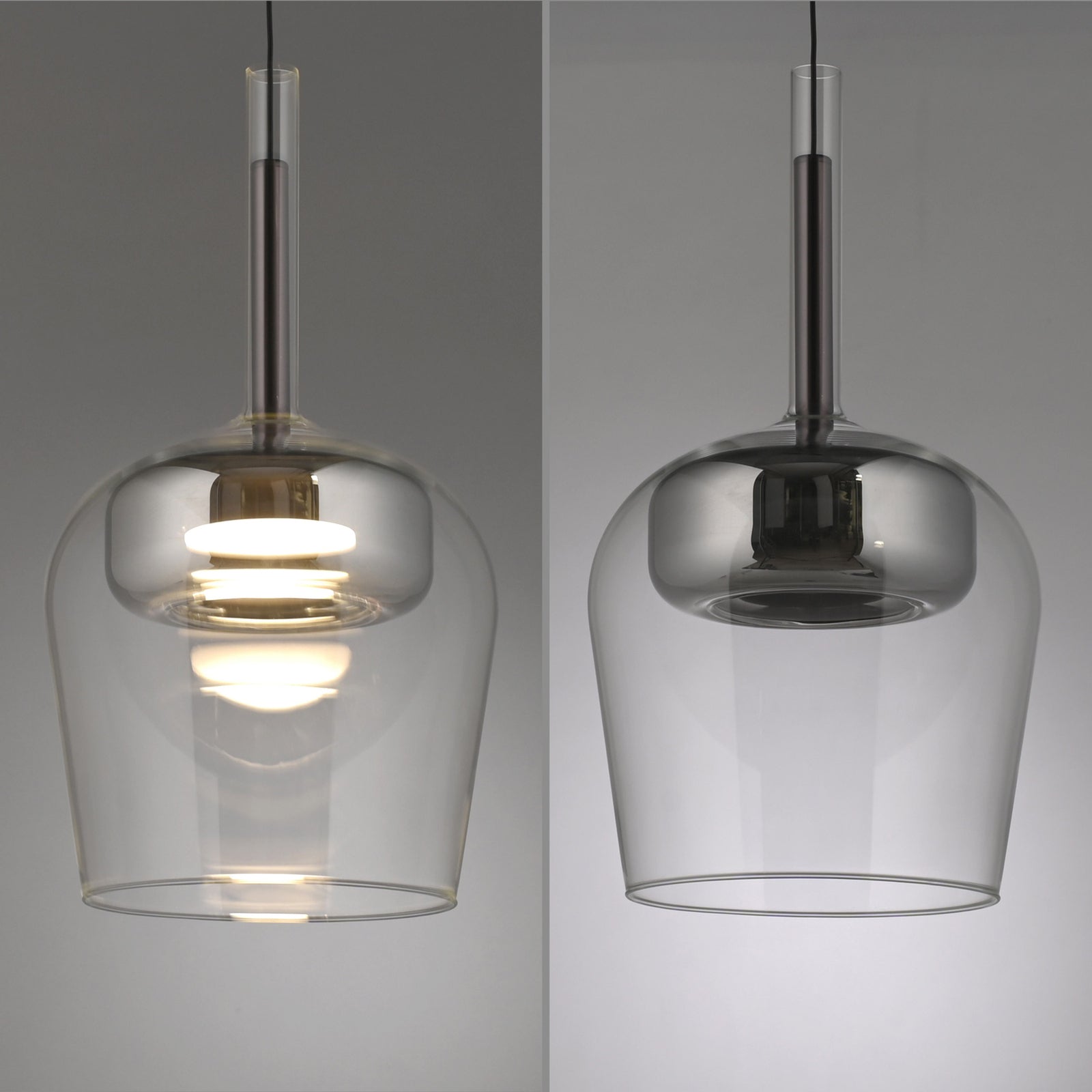 LED pendellampe Q-Kon glass sølv dimbar Zigbee sideprofil