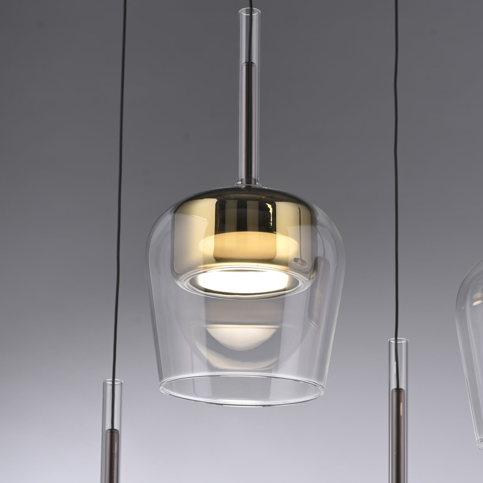 LED pendellampe Q-Kon glass gullfarget dimbar justerbar høyde